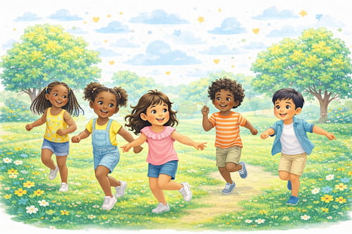 Children playing in a vibrant park