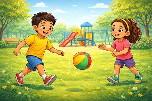 Playing ball in the sunny park