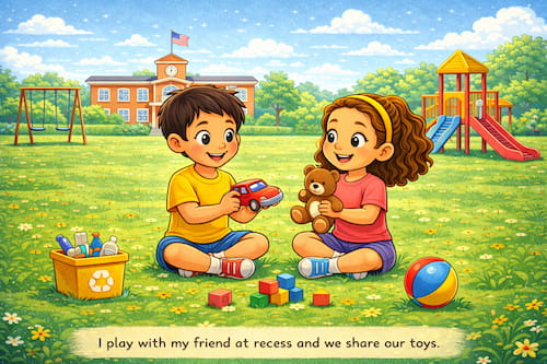 Sharing toys on a sunny day