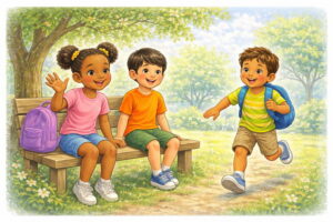 Friends gathering in the park