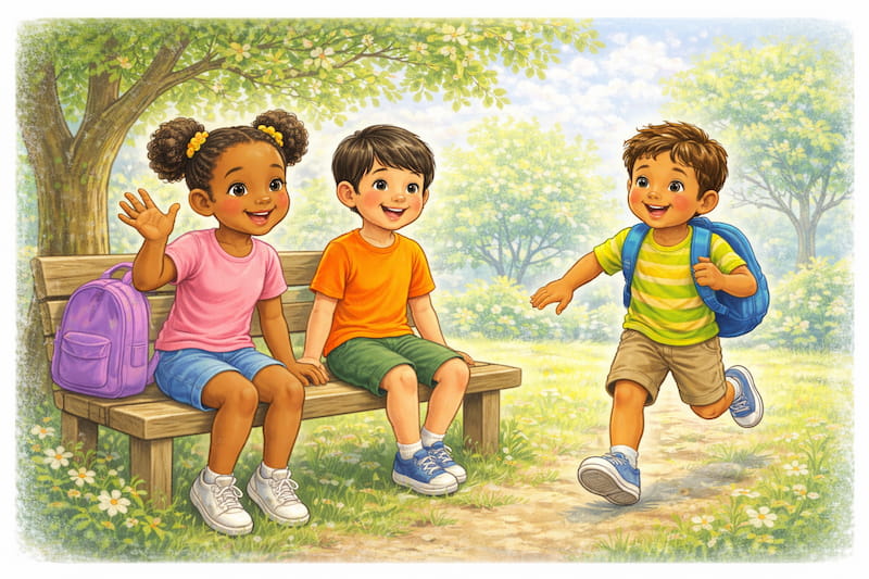 Friends gathering in the park