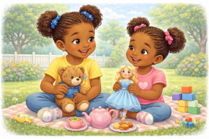 I play with my sister.