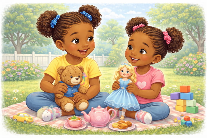 I play with my sister.