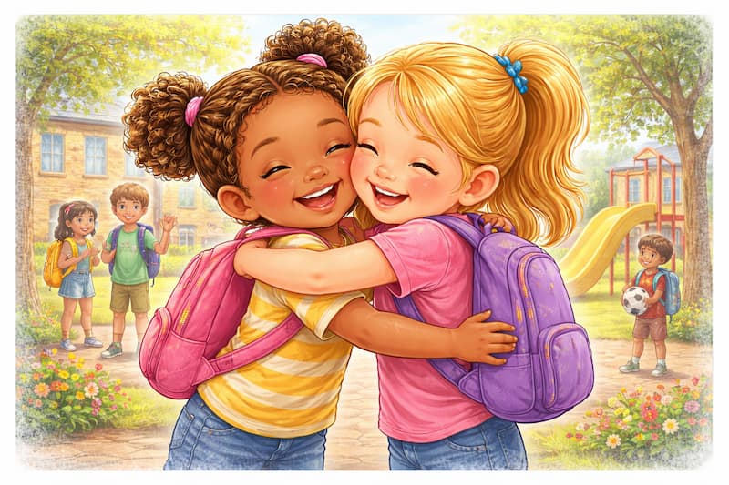 Friendship at playtime embrace