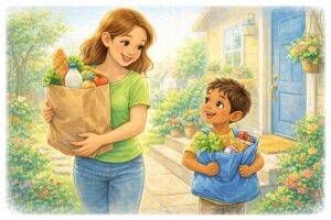 Grocery run on a sunny day