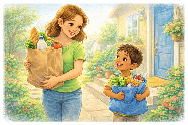 Grocery run on a sunny day