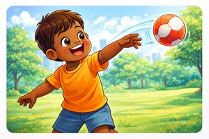Boy playing with a ball in the park