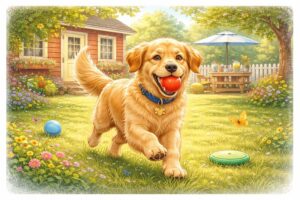 Golden retriever enjoying a sunny day